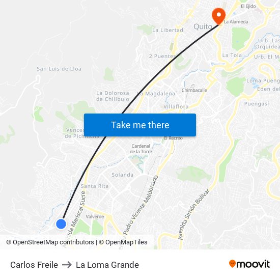 Carlos Freile to La Loma Grande map