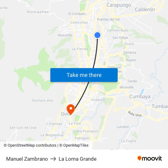 Manuel Zambrano to La Loma Grande map