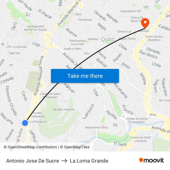 Antonio Jose De Sucre to La Loma Grande map