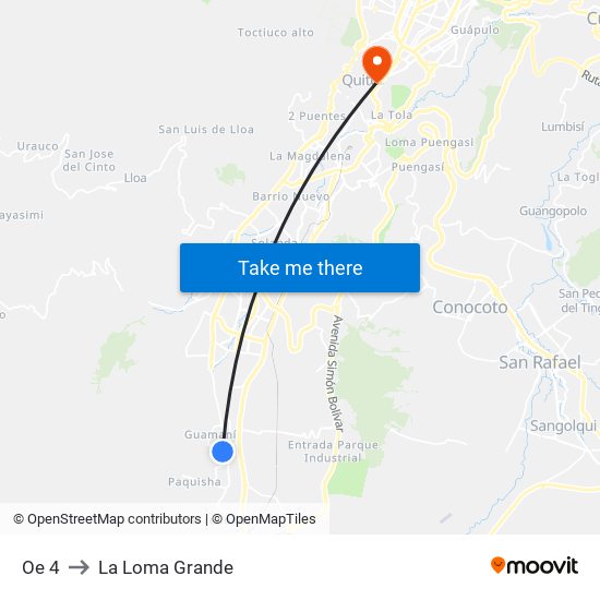 Oe 4 to La Loma Grande map