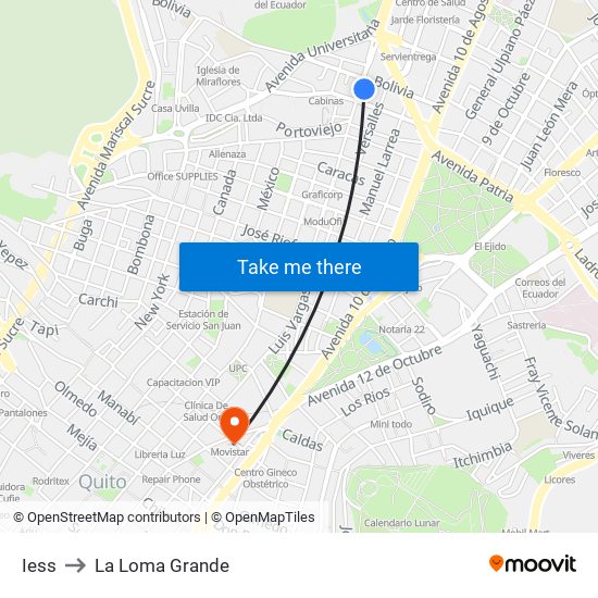 Iess to La Loma Grande map