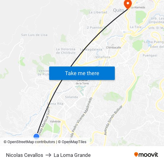 Nicolas Cevallos to La Loma Grande map