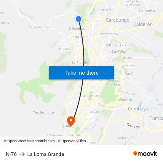 N-76 to La Loma Grande map