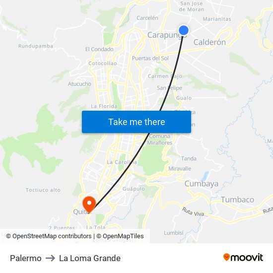 Palermo to La Loma Grande map