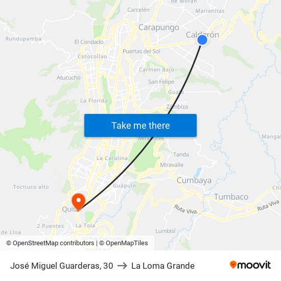 José Miguel Guarderas, 30 to La Loma Grande map