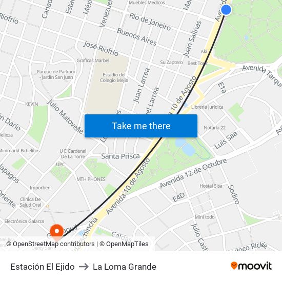 Estación El Ejido to La Loma Grande map