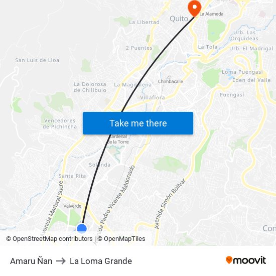 Amaru Ñan to La Loma Grande map