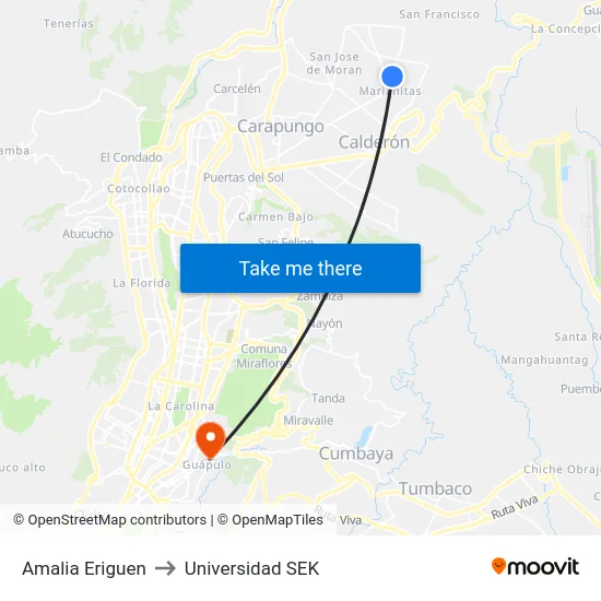 Amalia Eriguen to Universidad SEK map