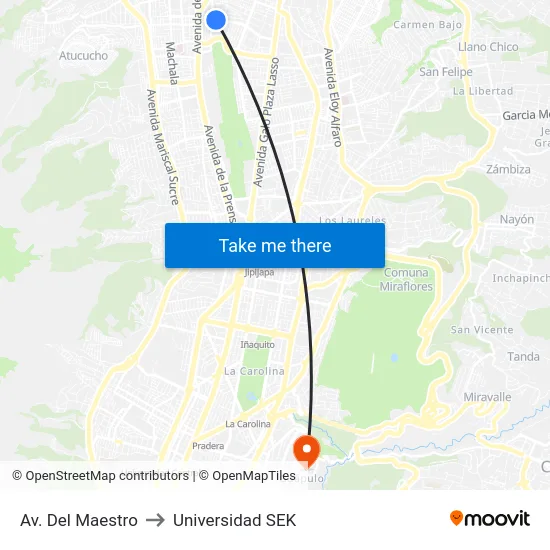 Av. Del Maestro to Universidad SEK map