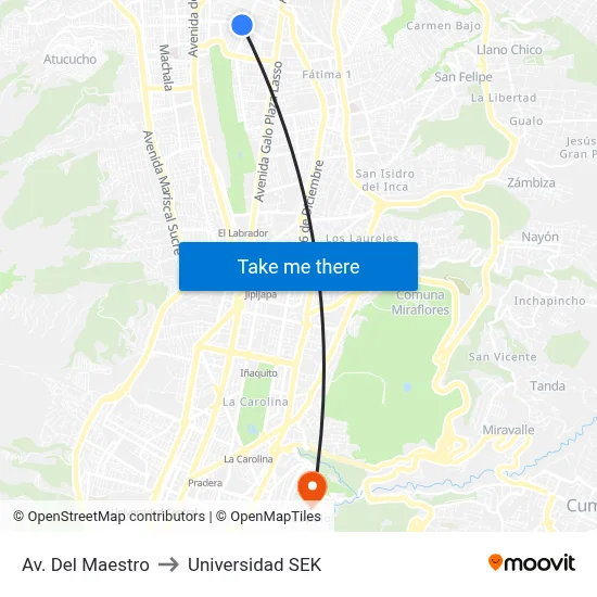 Av. Del Maestro to Universidad SEK map