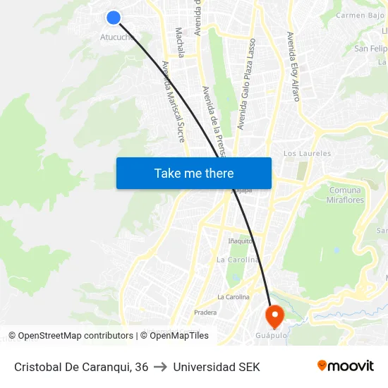Cristobal De Caranqui, 36 to Universidad SEK map