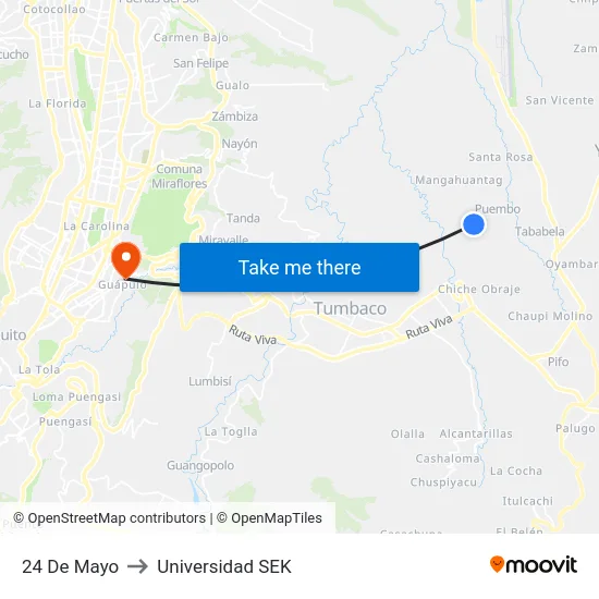 24 De Mayo to Universidad SEK map