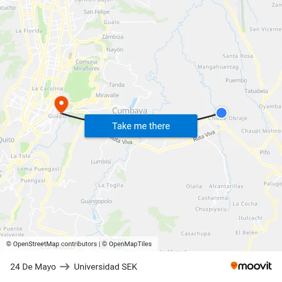 24 De Mayo to Universidad SEK map