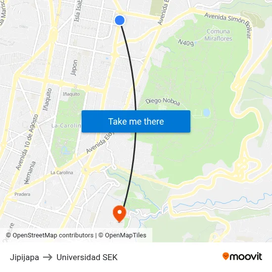 Jipijapa to Universidad SEK map