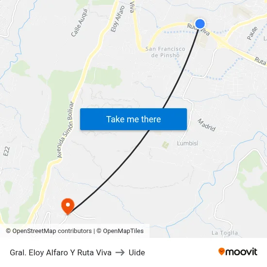 Gral. Eloy Alfaro Y Ruta Viva to Uide map