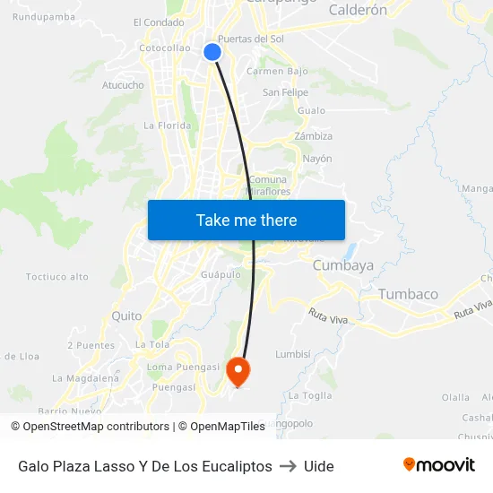 Galo Plaza Lasso Y De Los Eucaliptos to Uide map