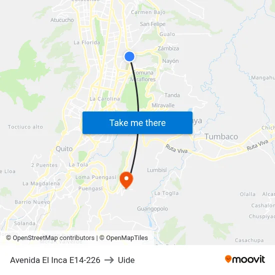 Avenida El Inca E14-226 to Uide map