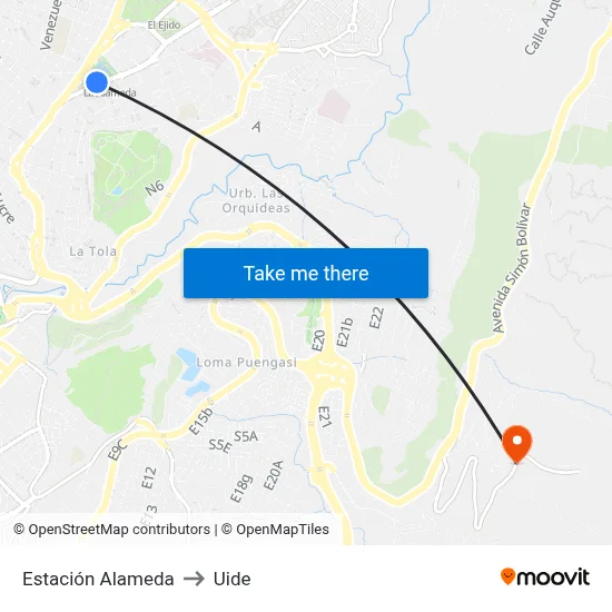 Estación Alameda to Uide map