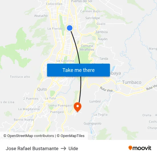 Jose Rafael Bustamante to Uide map