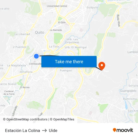 Estación La Colina to Uide map