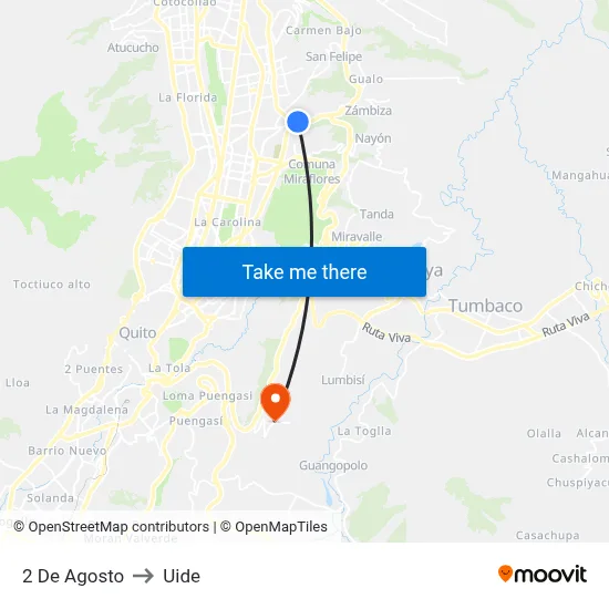 2 De Agosto to Uide map