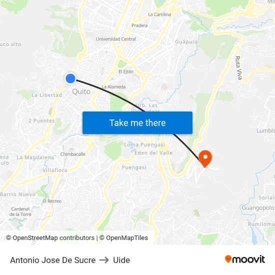 Antonio Jose De Sucre to Uide map