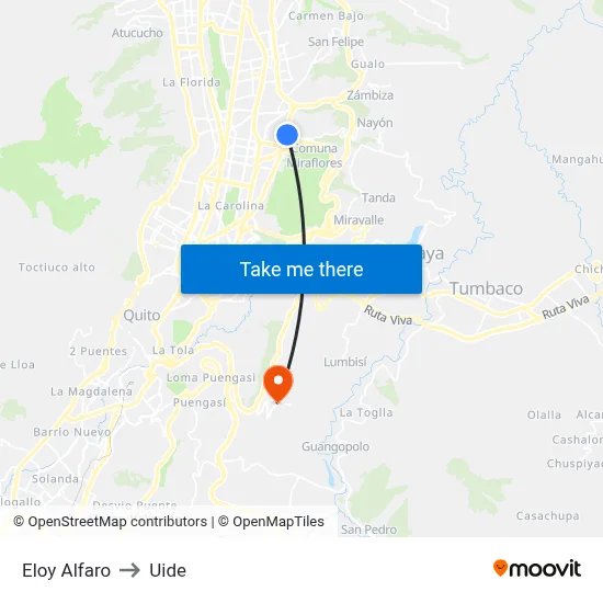 Eloy Alfaro to Uide map