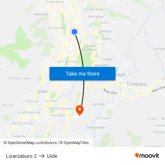 Lizarzaburo 2 to Uide map