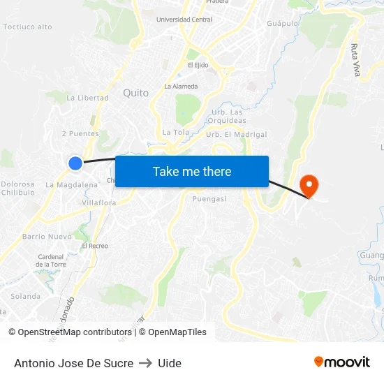Antonio Jose De Sucre to Uide map