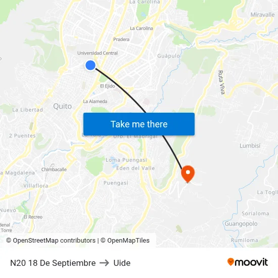 N20   18 De Septiembre to Uide map