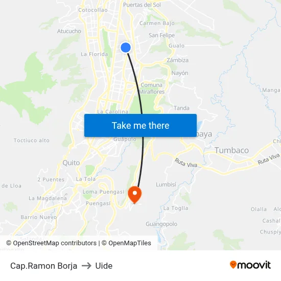 Cap.Ramon Borja to Uide map