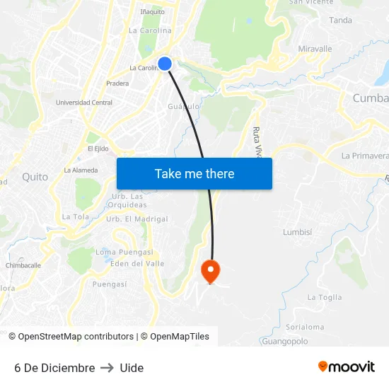 6 De Diciembre to Uide map