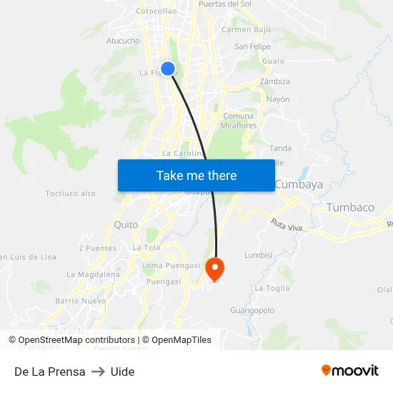 De La Prensa to Uide map