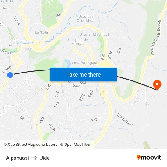 Alpahuasi to Uide map