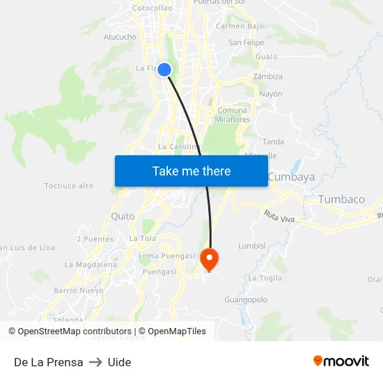 De La Prensa to Uide map