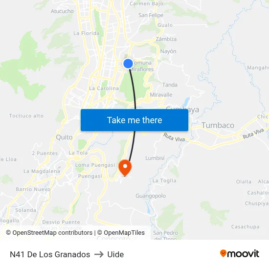 N41 De Los Granados to Uide map