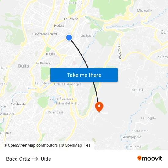 Baca Ortiz to Uide map