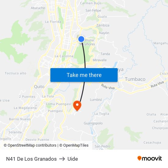 N41 De Los Granados to Uide map