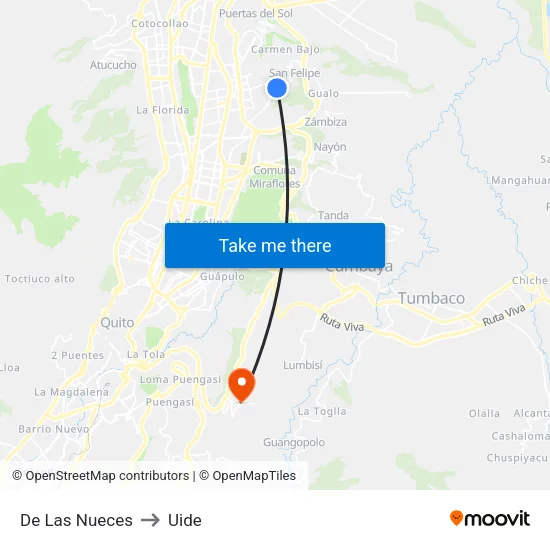 De Las Nueces to Uide map