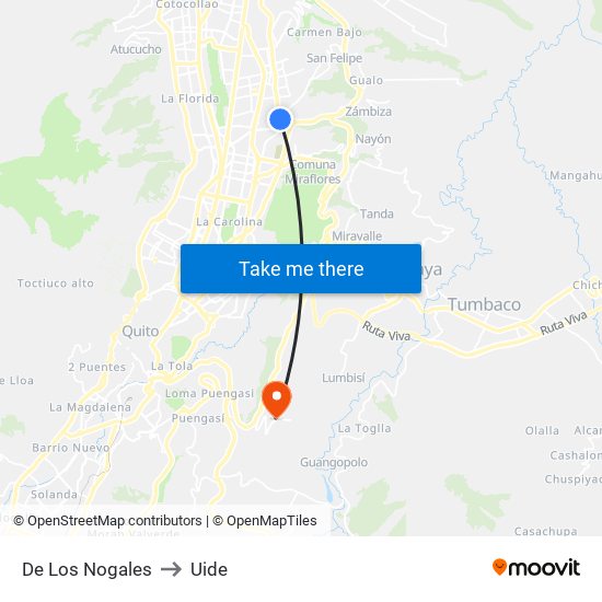 De Los Nogales to Uide map