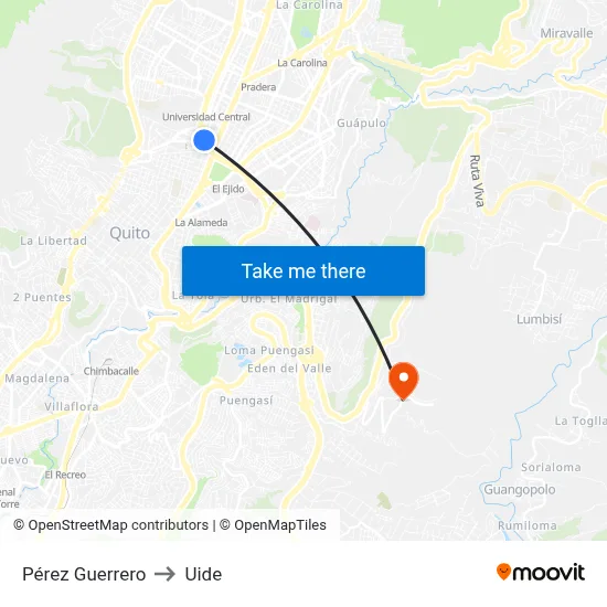 Pérez Guerrero to Uide map