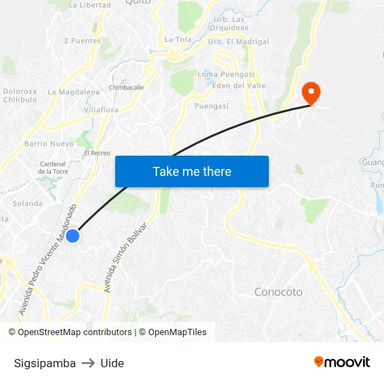 Sigsipamba to Uide map