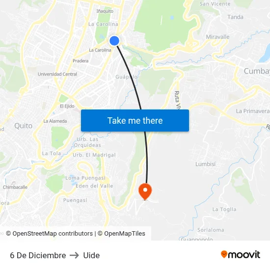 6 De Diciembre to Uide map