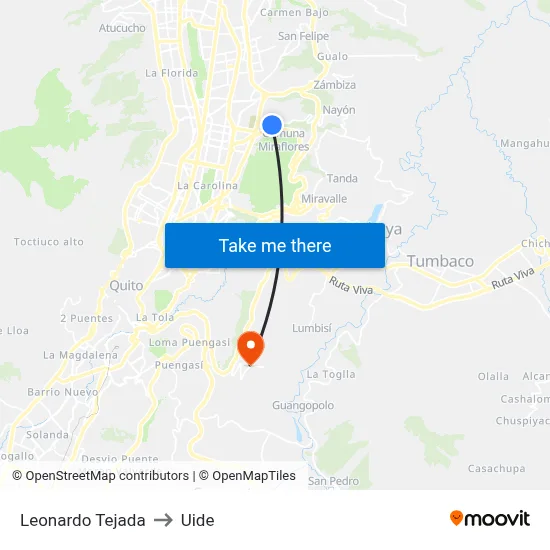 Leonardo Tejada to Uide map