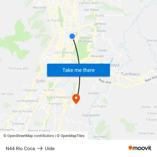 N44 Rio Coca to Uide map