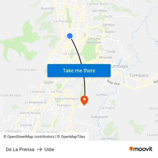 De La Prensa to Uide map