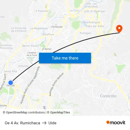 Oe 4  Av. Rumichaca to Uide map