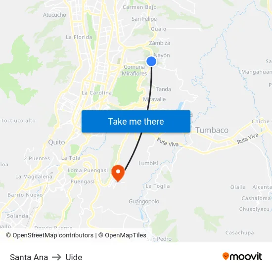 Santa Ana to Uide map