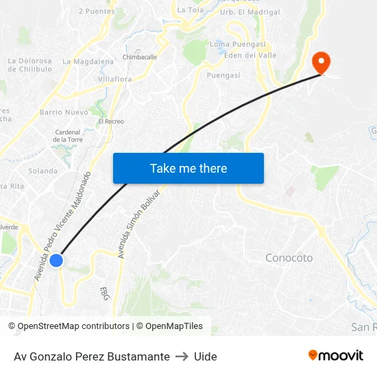 Av Gonzalo Perez Bustamante to Uide map
