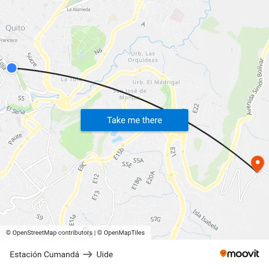 Estación Cumandá to Uide map
